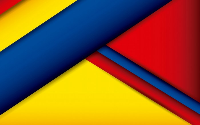 Abstract geometric shapes in yellow, blue, and red