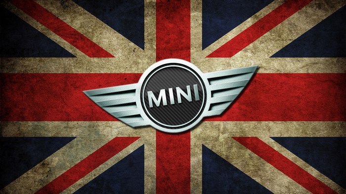 Mini Cooper logo on Union Jack flag