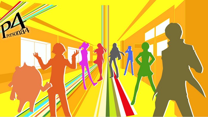 Persona 4 characters in a hallway