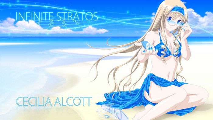 Cecilia Alcott from Infinite Stratos on the Beach