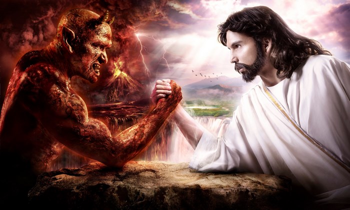 Epic Arm Wrestling Battle Between Angel and Demon
