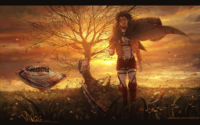 Levi Ackerman from Attack on Titan in a field