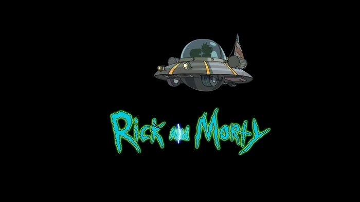 Rick and Morty spaceship and logo