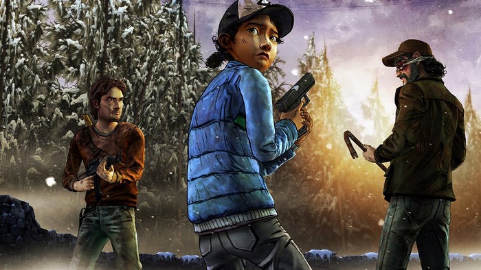 Clementine and survivors in The Walking Dead Season 2