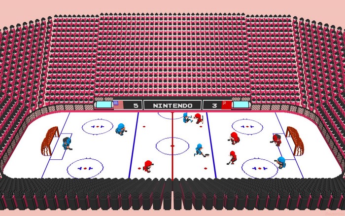Nintendo Ice Hockey game with USA vs USSR