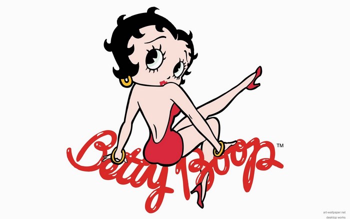 Betty Boop sitting on her name