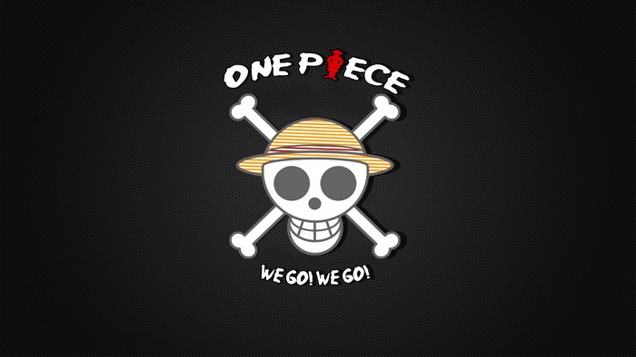 One Piece logo with straw hat skull