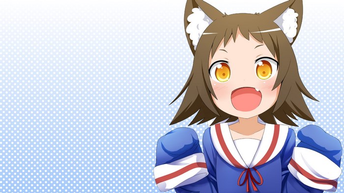 Anime girl with cat ears in a blue sailor uniform