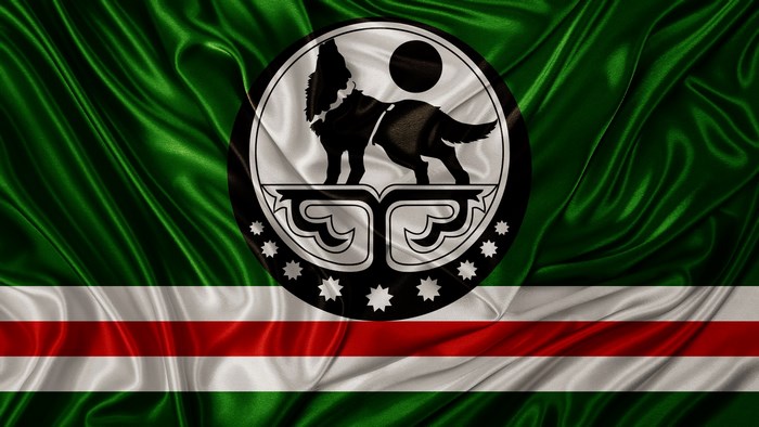 Flag of Chechnya with wolf emblem