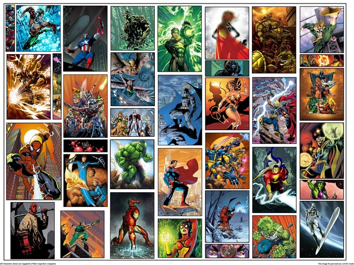 Marvel and DC Comics Characters Collage