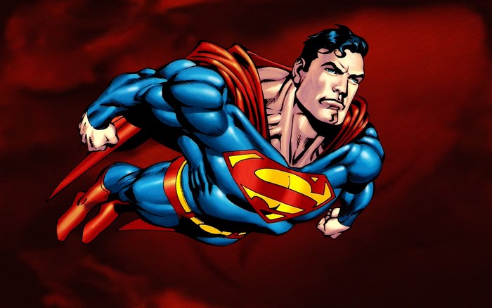Flying Superman in Classic Blue and Red Costume