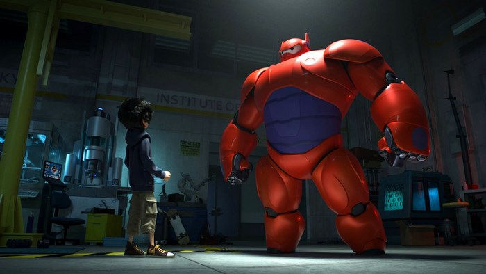 Hiro Hamada and Baymax from Big Hero 6 in a lab