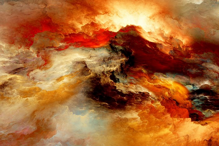 Abstract clouds with red and gold hues