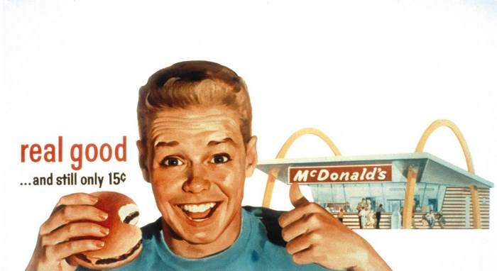 McDonald's advertisement with boy and burger