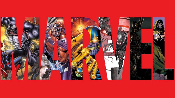 Marvel characters in the MARVEL logo