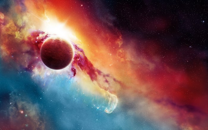 Planet and Nebula in Space