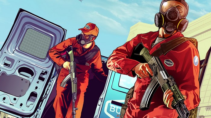 Two Bugstars employees with assault rifles in Grand Theft Auto V