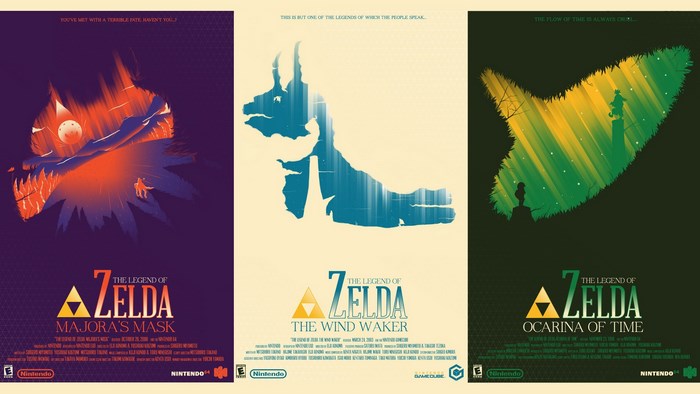 The Legend of Zelda posters: Majora's Mask, Wind Waker, Ocarina of Time