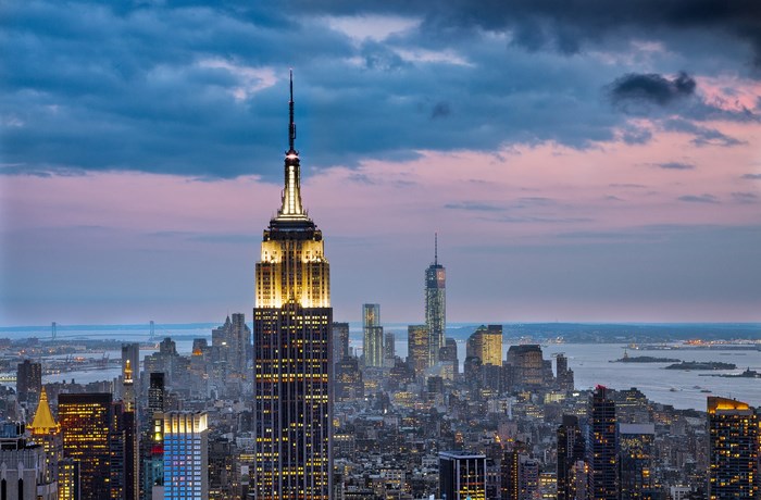Empire State Building and New York City Skyline at Dusk