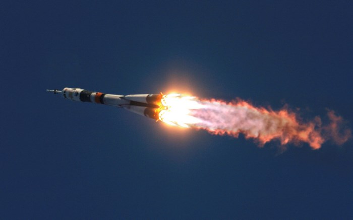 Rocket Launching with Fiery Exhaust