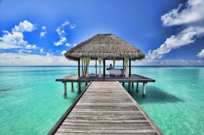 Overwater spa pavilion in the Maldives