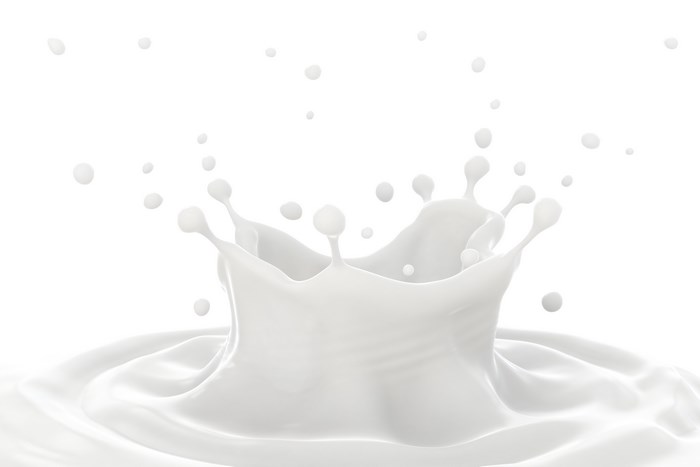 Milk splash with droplets