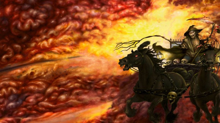 Eddie from Iron Maiden in a carriage