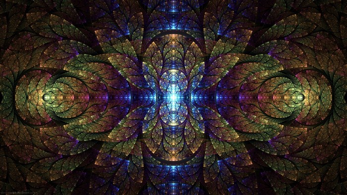 Fractal pattern with blue and gold colors