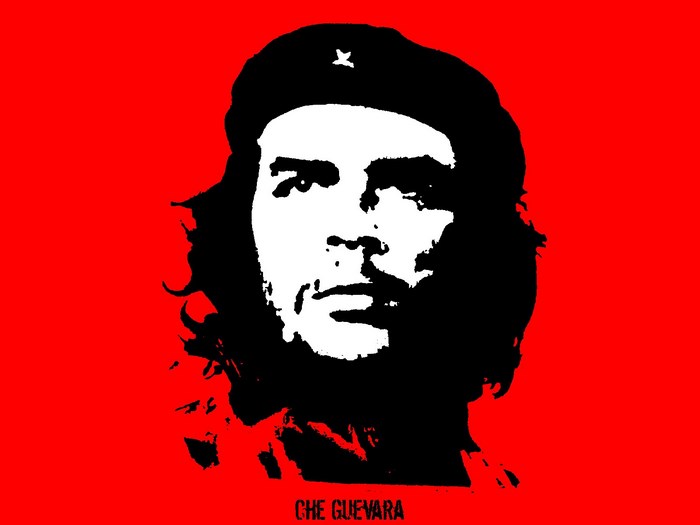 Che Guevara portrait on red background