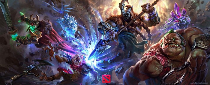 Dota 2 characters in battle