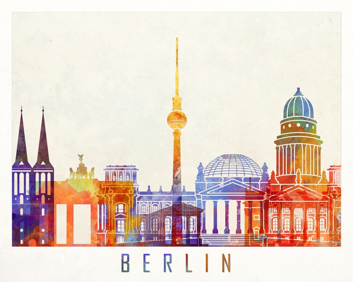 Berlin Skyline Watercolor Painting