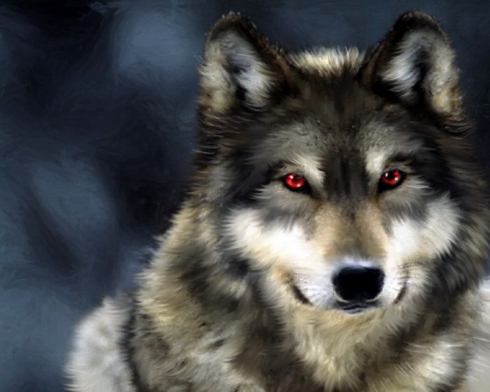Majestic Wolf with Glowing Red Eyes