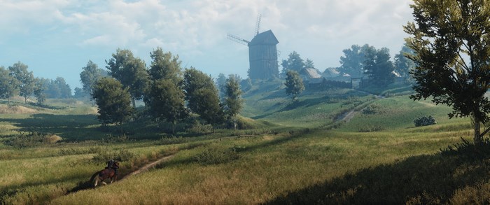 The Witcher 3: Wild Hunt landscape with windmill