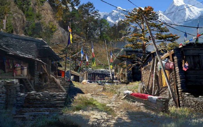 Far Cry 4 Mountain Village with Prayer Flags
