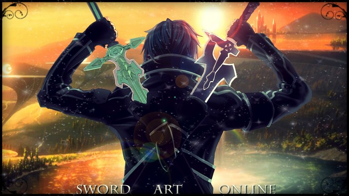 Kirito from Sword Art Online with swords
