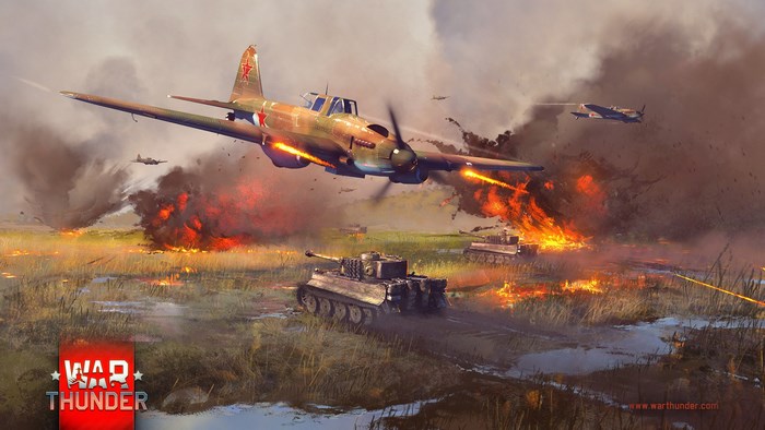 War Thunder: Soviet Attack Plane and Tanks in Battle