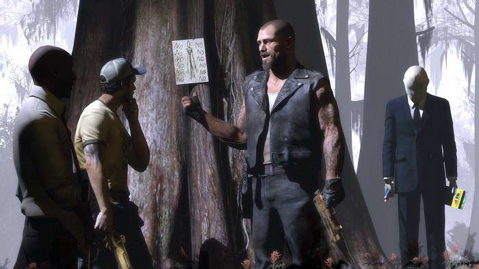 Left 4 Dead 2 characters in a swamp