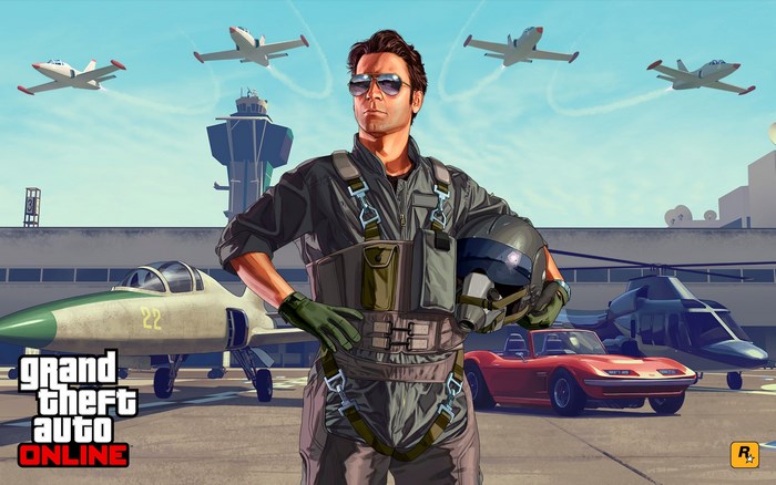 Grand Theft Auto Online pilot with aircraft