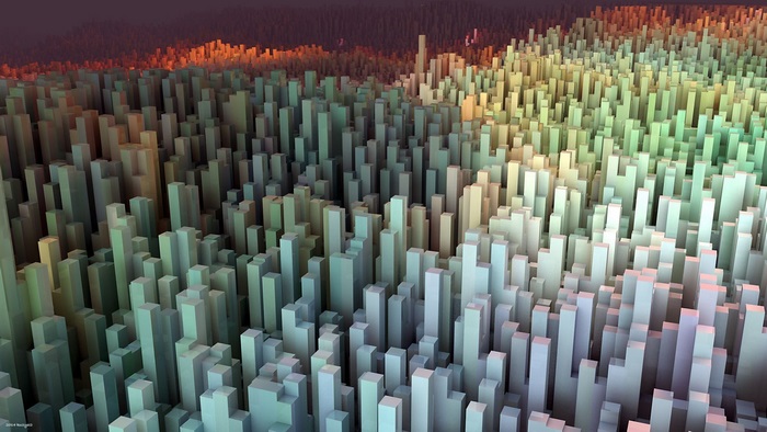 Abstract 3D landscape of geometric blocks