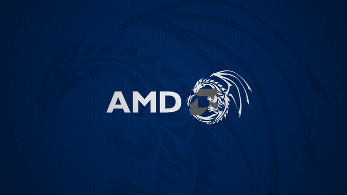 AMD logo with dragon graphic