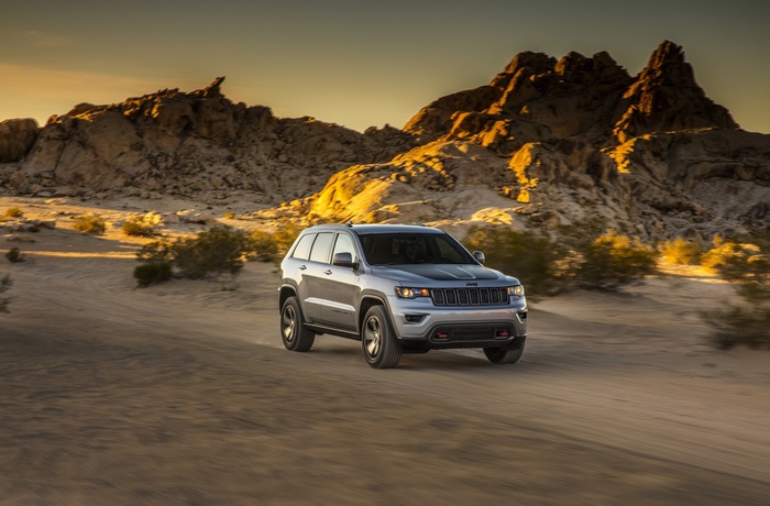 Jeep Grand Cherokee Trailhawk in a desert landscape