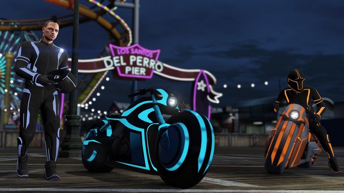GTA V Futuristic Motorbikes and Riders at Night
