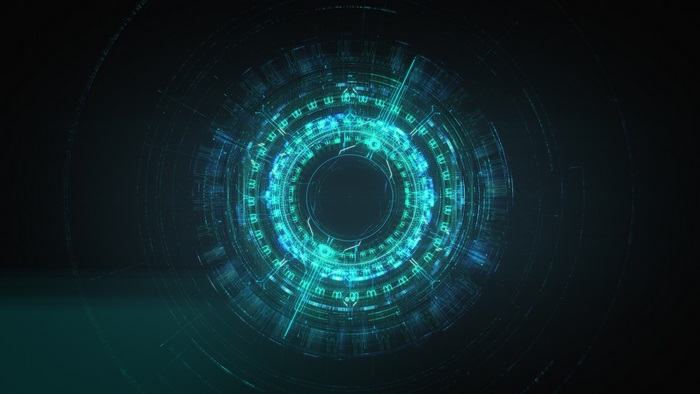 Futuristic Circular Interface with Blue Lights