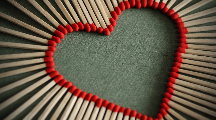 Heart shape made of matches 4K