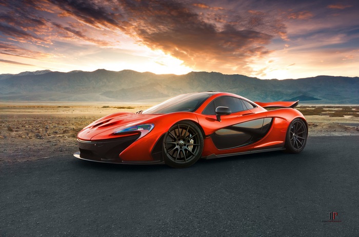 Red McLaren P1 Sports Car at Sunset 4K