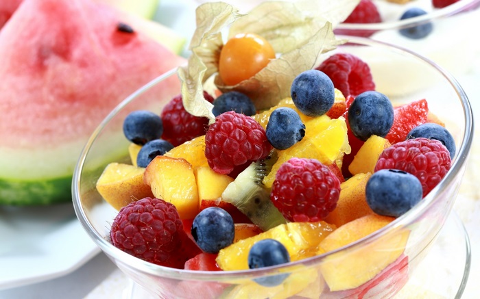 Fruit salad with watermelon and berries