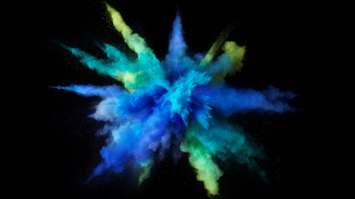 Blue and green powder explosion 4K