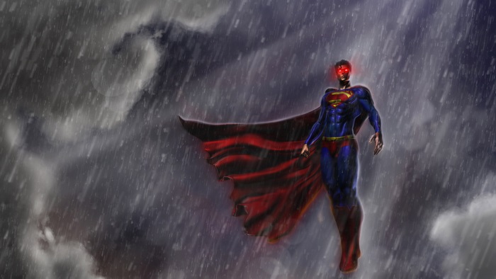 Superman in the rain