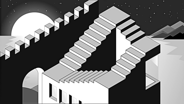 Escher-style impossible staircase illusion 4K