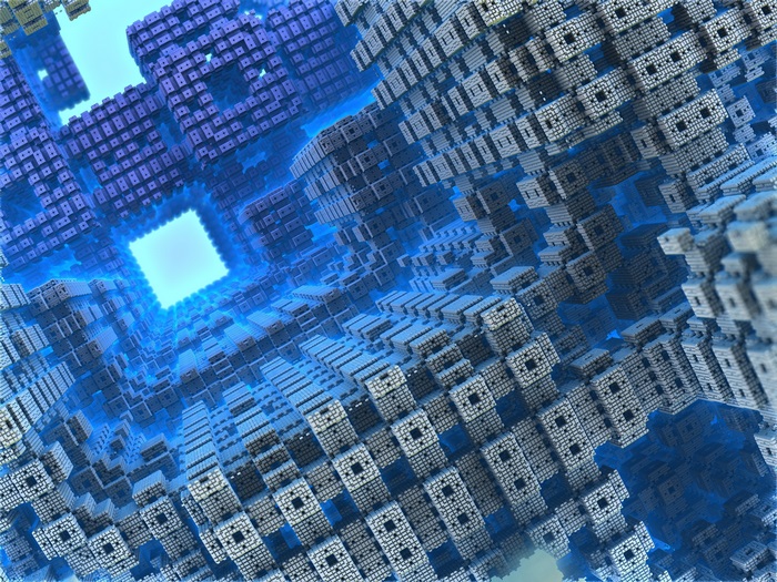 4K Blue Geometric Fractal Maze
